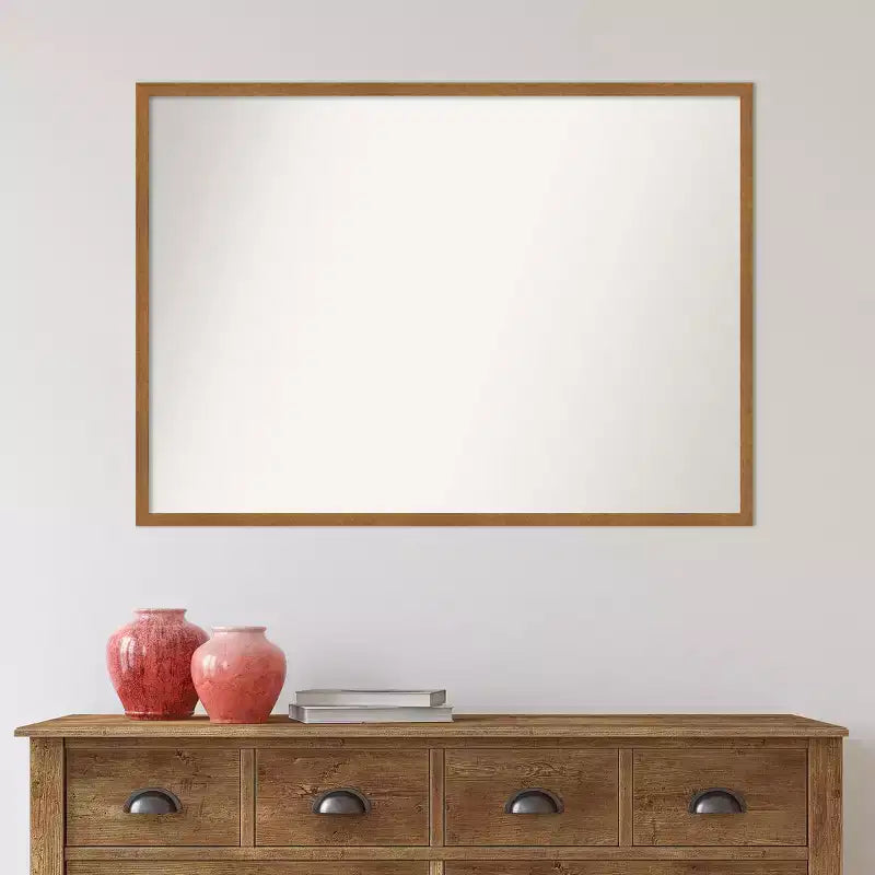 Specchio da parete stretto in legno biondo Carlisle non smussato 39" x 28" - Amanti Art