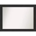 44" x 33" Non-Beveled Ridge Black Wall Mirror - Amanti Art: Modern Rectangle, Polystyrene Frame, Includes Mount Hardware