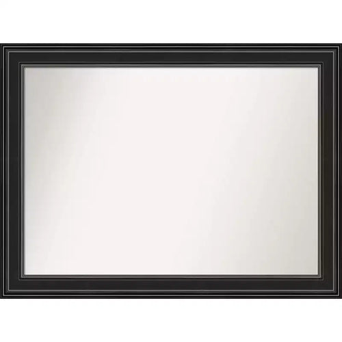 44" x 33" Non-Beveled Ridge Black Wall Mirror - Amanti Art: Modern Rectangle, Polystyrene Frame, Includes Mount Hardware