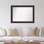 Specchio da parete nero 44" x 33" senza smusso - Amanti Art: rettangolare moderno, cornice in polistirene, include hardware di montaggio