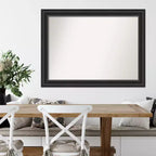Specchio da parete nero 44" x 33" senza smusso - Amanti Art: rettangolare moderno, cornice in polistirene, include hardware di montaggio
