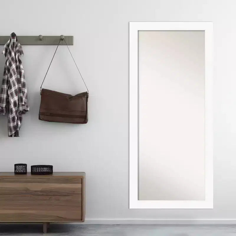 Specchio intero da appoggio da 30" x 66" bianco non smussato per armadio - Amanti Art