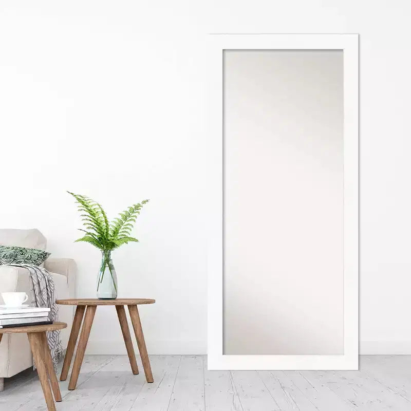 Specchio intero da appoggio da 30" x 66" bianco non smussato per armadio - Amanti Art