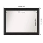 Amanti Art 44"x33" Specchio da parete non smussato nero per bagno Ridge: Rettangolare moderno, include hardware di montaggio