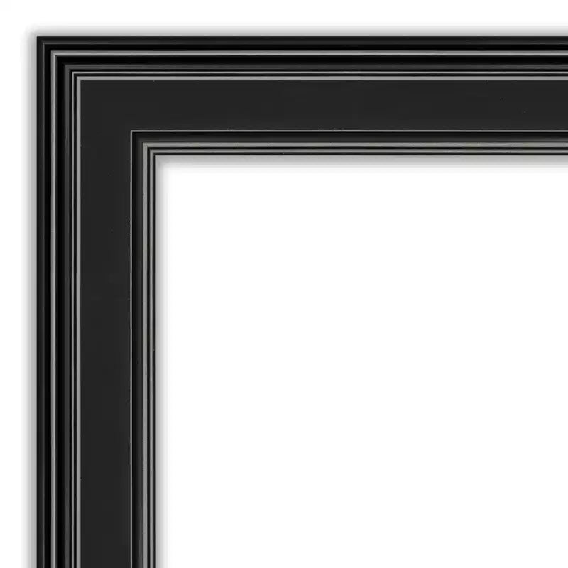 Amanti Art 44"x33" Specchio da parete non smussato nero per bagno Ridge: Rettangolare moderno, include hardware di montaggio