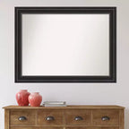 Amanti Art 44"x33" Specchio da parete non smussato nero per bagno Ridge: Rettangolare moderno, include hardware di montaggio