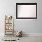 Amanti Art 44"x33" Specchio da parete non smussato nero per bagno Ridge: Rettangolare moderno, include hardware di montaggio