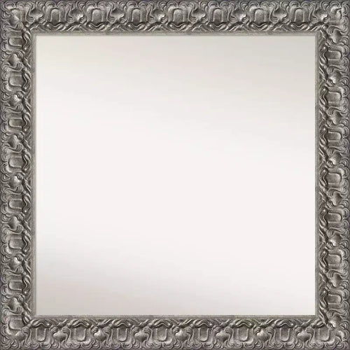 32" x 32" Silver Luxor Wood Bathroom Wall Mirror - Amanti Art: Modern Square, Includes Mounting Hardware