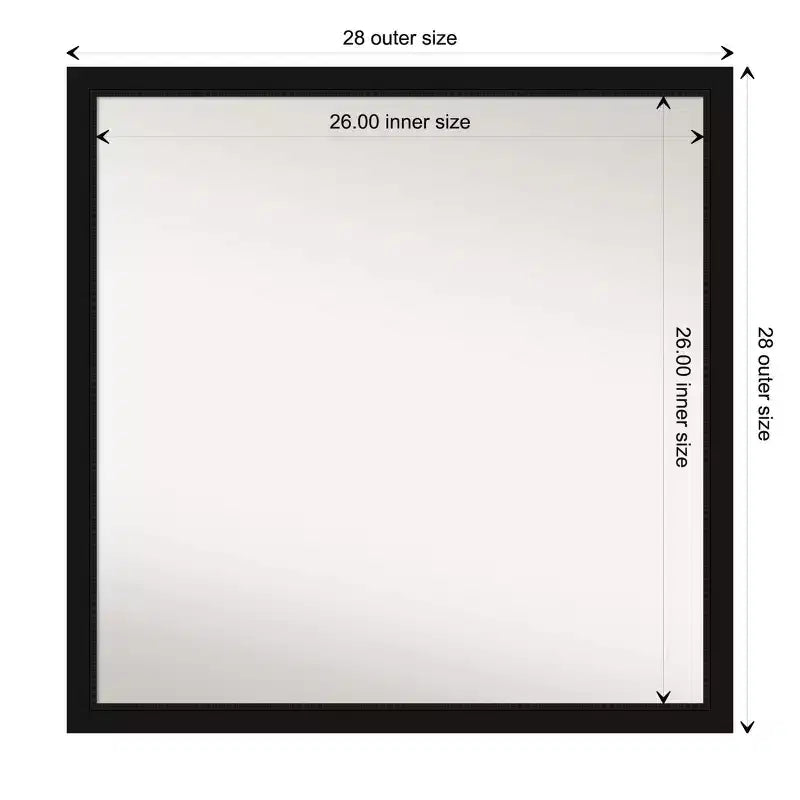Specchio da parete stretto nero Avon non smussato 28" x 28" - Amanti Art