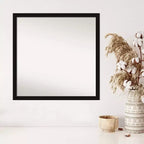 Specchio da parete stretto nero Avon non smussato 28" x 28" - Amanti Art