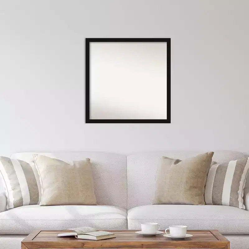 Specchio da parete stretto nero Avon non smussato 28" x 28" - Amanti Art