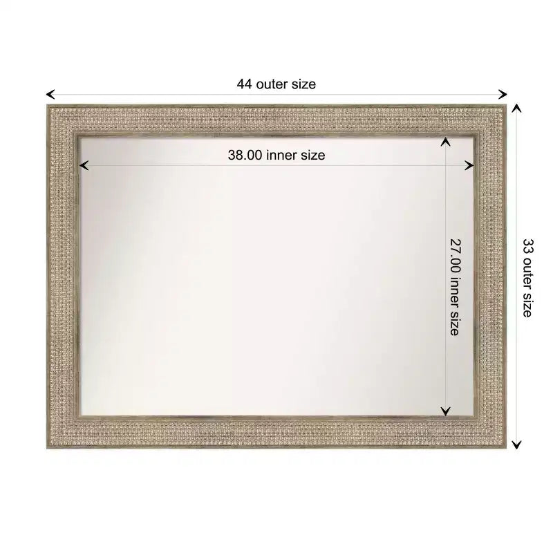 Specchio da parete Amanti Art 44"x33" Trellis in legno argentato non smussato: design moderno, hardware di montaggio incluso