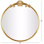 Specchio da parete rotondo in metallo barocco ornato Olivia & May 32"x30": Nessun assemblaggio, Stile vintage, Montaggio a parete