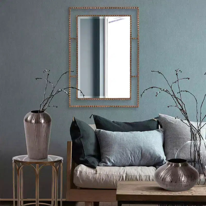 Howard Elliott Specchio da parete e d'accento con cornice in metallo Gavin 33"x23": Rettangolare in ferro, Nessun assemblaggio, Arredamento moderno