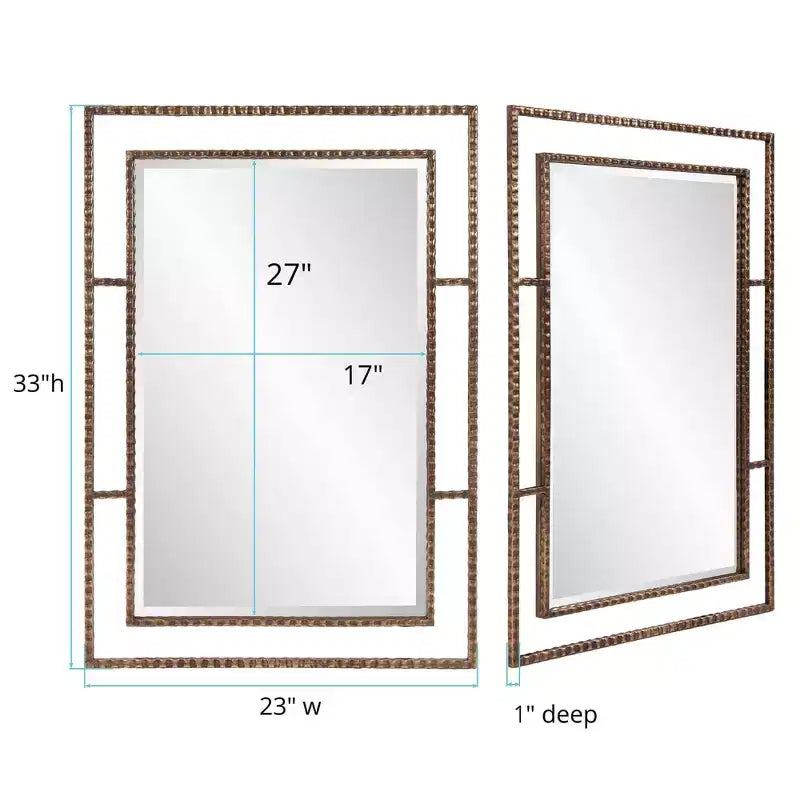Howard Elliott Specchio da parete e d'accento con cornice in metallo Gavin 33"x23": Rettangolare in ferro, Nessun assemblaggio, Arredamento moderno