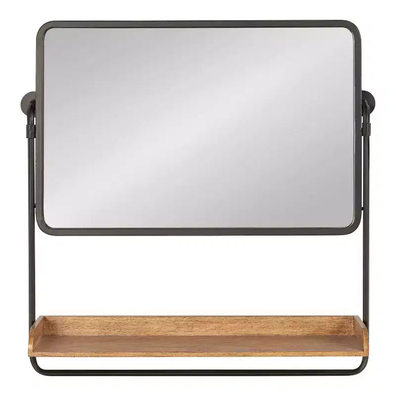 Specchio da parete decorativo Rheeves 66 x 66 cm con mensola Marrone/Nero rustico - Kate & Laurel All Things Decor