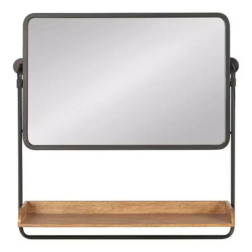 Specchio da parete decorativo Rheeves 66 x 66 cm con mensola Marrone/Nero rustico - Kate & Laurel All Things Decor