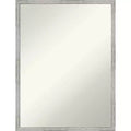 19" x 25" Non-Beveled Shiplap White Narrow Wood Wall Mirror - Amanti Art: Modern Rectangular, Includes Mount Hardware