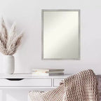 Specchio da parete stretto in legno bianco con shiplap senza smussatura 19" x 25" - Amanti Art: Rettangolare moderno, include hardware di montaggio
