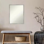 Specchio da parete stretto in legno bianco con shiplap senza smussatura 19" x 25" - Amanti Art: Rettangolare moderno, include hardware di montaggio