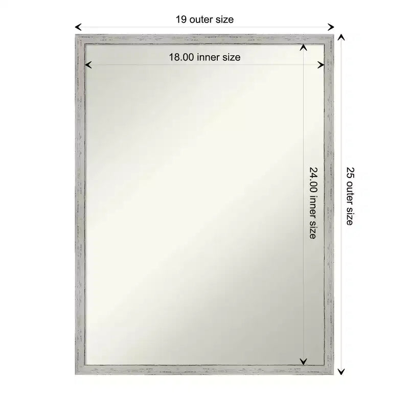 Specchio da parete stretto in legno bianco con shiplap senza smussatura 19" x 25" - Amanti Art: Rettangolare moderno, include hardware di montaggio