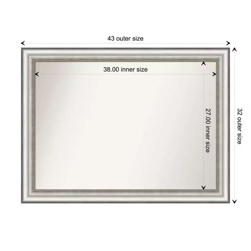 Specchio da parete argento per salone 43" x 32" senza bordo smussato - Amanti Art