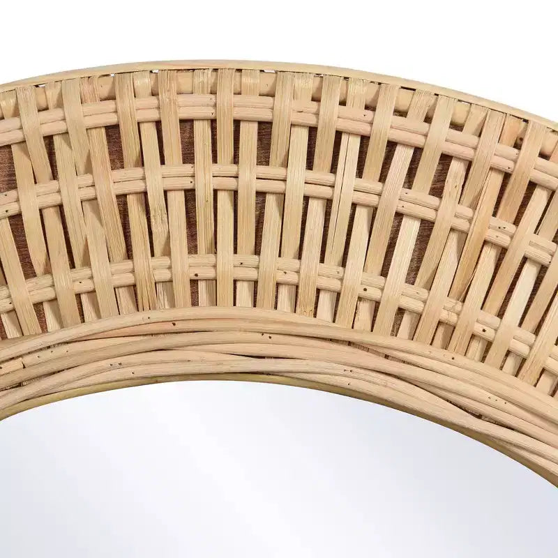 Specchio da parete con cornice in tessuto naturale Bamboo Breeze Marrone - StyleCraft