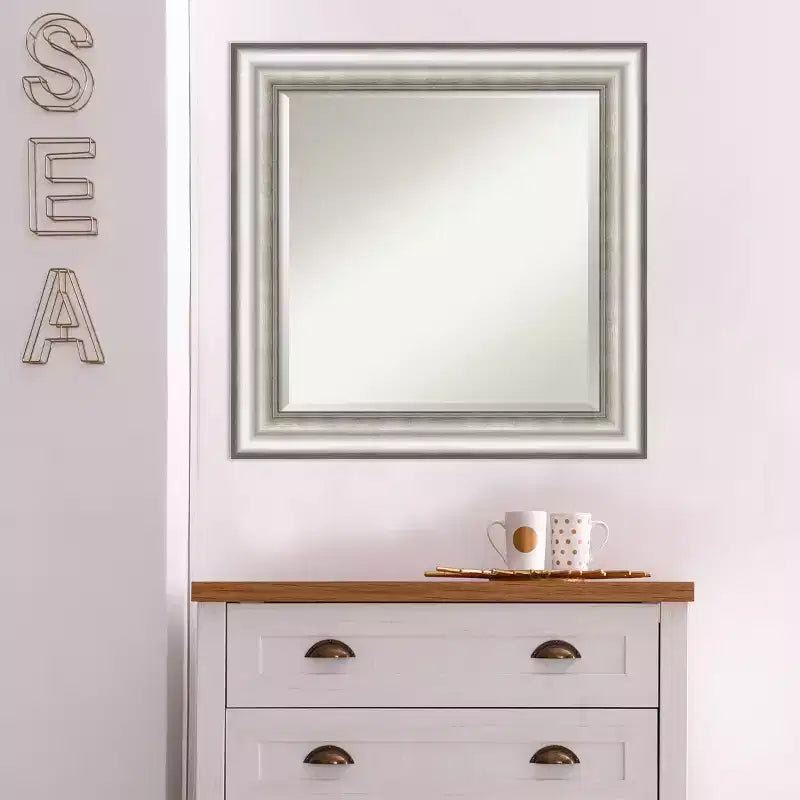 Specchio da Parete con Cornice per Salone Amanti Art Argento 25" x 25"