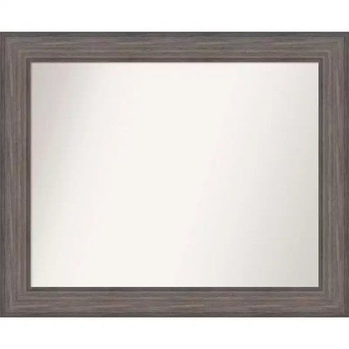 33" x 27" Non-Beveled Country Barn Wood Bathroom Wall Mirror Brown - Amanti Art
