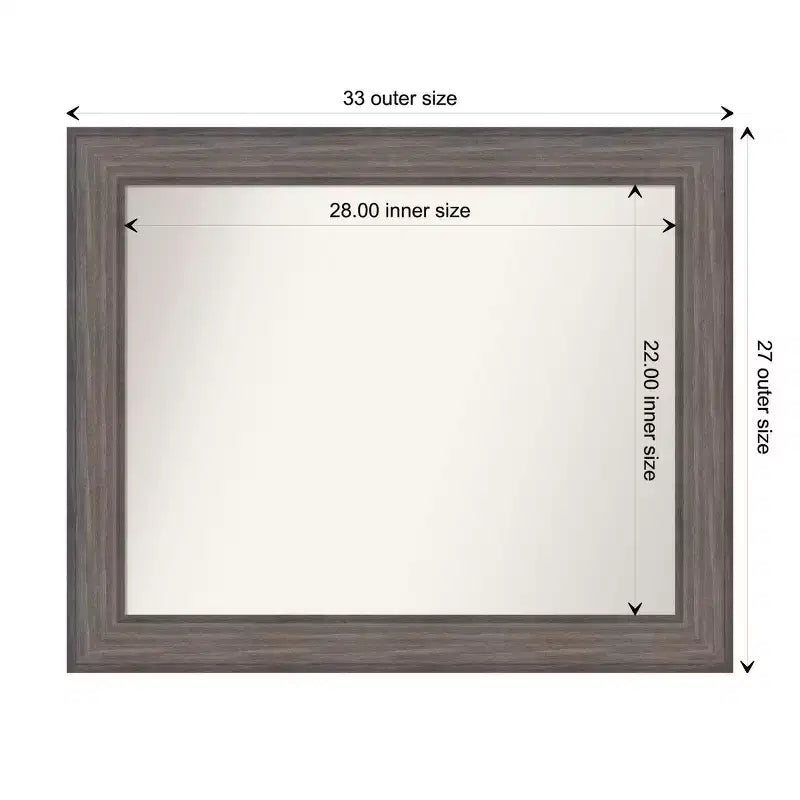 33" x 27" Specchio da Parete non Smussato per Bagno in Legno di Fienile Rustico Marrone - Amanti Art