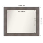 33" x 27" Specchio da Parete non Smussato per Bagno in Legno di Fienile Rustico Marrone - Amanti Art