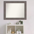 33" x 27" Specchio da Parete non Smussato per Bagno in Legno di Fienile Rustico Marrone - Amanti Art