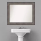 33" x 27" Specchio da Parete non Smussato per Bagno in Legno di Fienile Rustico Marrone - Amanti Art