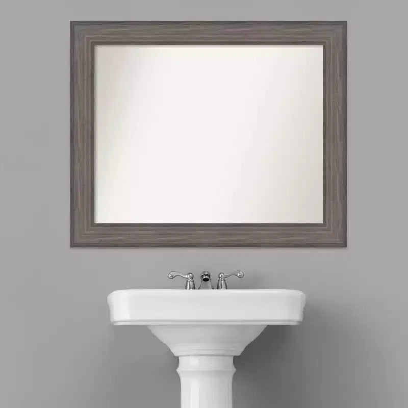 33" x 27" Specchio da Parete non Smussato per Bagno in Legno di Fienile Rustico Marrone - Amanti Art
