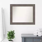 33" x 27" Specchio da Parete non Smussato per Bagno in Legno di Fienile Rustico Marrone - Amanti Art