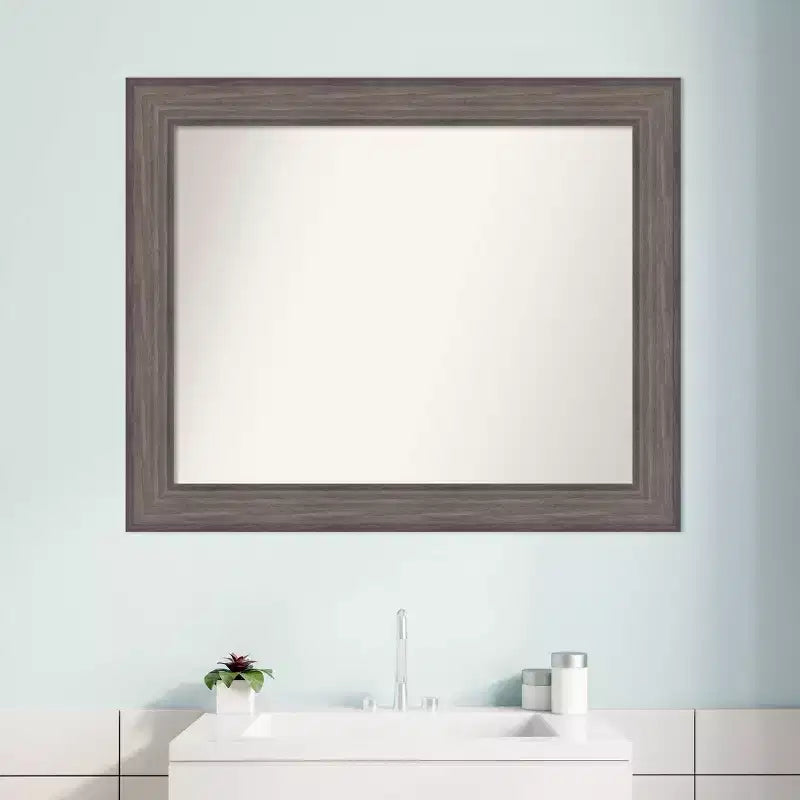 33" x 27" Specchio da Parete non Smussato per Bagno in Legno di Fienile Rustico Marrone - Amanti Art