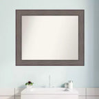 33" x 27" Specchio da Parete non Smussato per Bagno in Legno di Fienile Rustico Marrone - Amanti Art