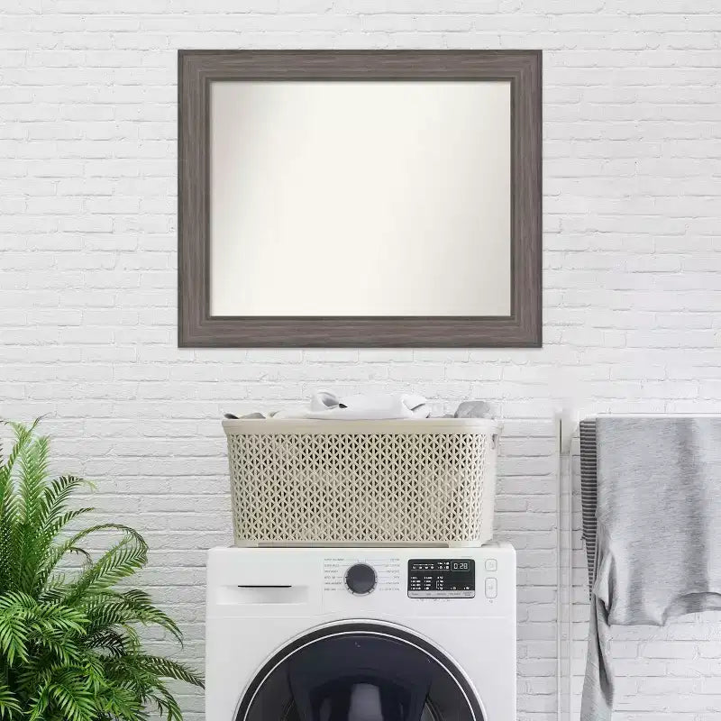 33" x 27" Specchio da Parete non Smussato per Bagno in Legno di Fienile Rustico Marrone - Amanti Art