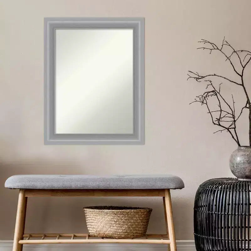 Specchio da parete stretto per bagno Amanti Art, 58 x 73 cm, non smussato, con picco, nichel lucido - include accessori per il montaggio