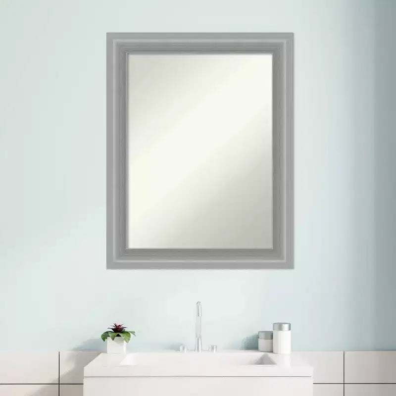 Specchio da parete stretto per bagno Amanti Art, 58 x 73 cm, non smussato, con picco, nichel lucido - include accessori per il montaggio
