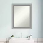 Specchio da parete stretto per bagno Amanti Art, 58 x 73 cm, non smussato, con picco, nichel lucido - include accessori per il montaggio