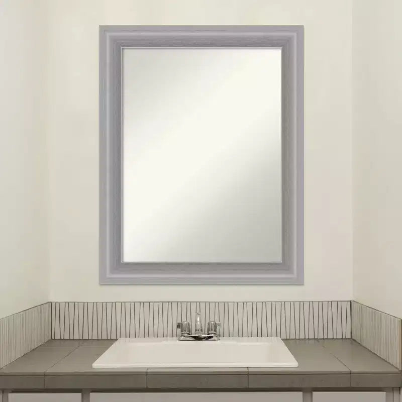 Specchio da parete stretto per bagno Amanti Art, 58 x 73 cm, non smussato, con picco, nichel lucido - include accessori per il montaggio