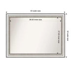 Specchio da parete per bagno Amanti Art, 43" x 32", colore argento, senza smussatura: rettangolare moderno, cornice in polistirolo, montaggio a parete