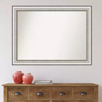 Specchio da parete per bagno Amanti Art, 43" x 32", colore argento, senza smussatura: rettangolare moderno, cornice in polistirolo, montaggio a parete
