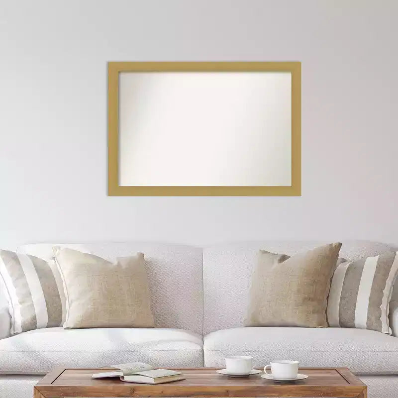 Specchio da parete senza smussatura Grace Brushed Gold 40" x 28" - Amanti Art: Rettangolare moderno, cornice in polistirene, include ferramenta di montaggio