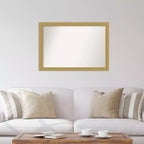 Specchio da parete senza smussatura Grace Brushed Gold 40" x 28" - Amanti Art: Rettangolare moderno, cornice in polistirene, include ferramenta di montaggio
