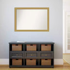 Specchio da parete senza smussatura Grace Brushed Gold 40" x 28" - Amanti Art: Rettangolare moderno, cornice in polistirene, include ferramenta di montaggio