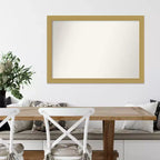 Specchio da parete senza smussatura Grace Brushed Gold 40" x 28" - Amanti Art: Rettangolare moderno, cornice in polistirene, include ferramenta di montaggio