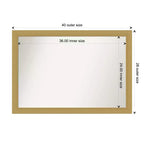 Specchio da parete senza smussatura Grace Brushed Gold 40" x 28" - Amanti Art: Rettangolare moderno, cornice in polistirene, include ferramenta di montaggio