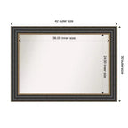 Specchio da parete per bagno Thomas in bronzo nero da 42" x 30" senza smussatura - Amanti Art: rettangolare, cornice in polistirene, montaggio a parete